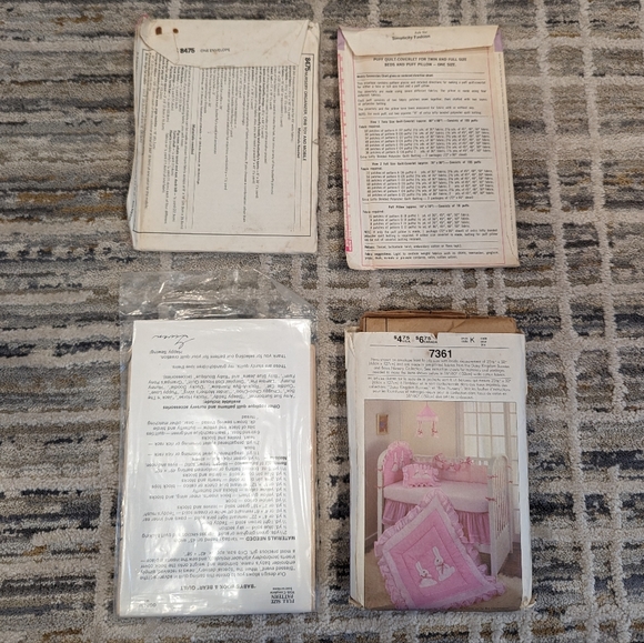 VINTAGE McCalls and Simplicity pattern lot of 4 baby quilts and accessories - Picture 2 of 10